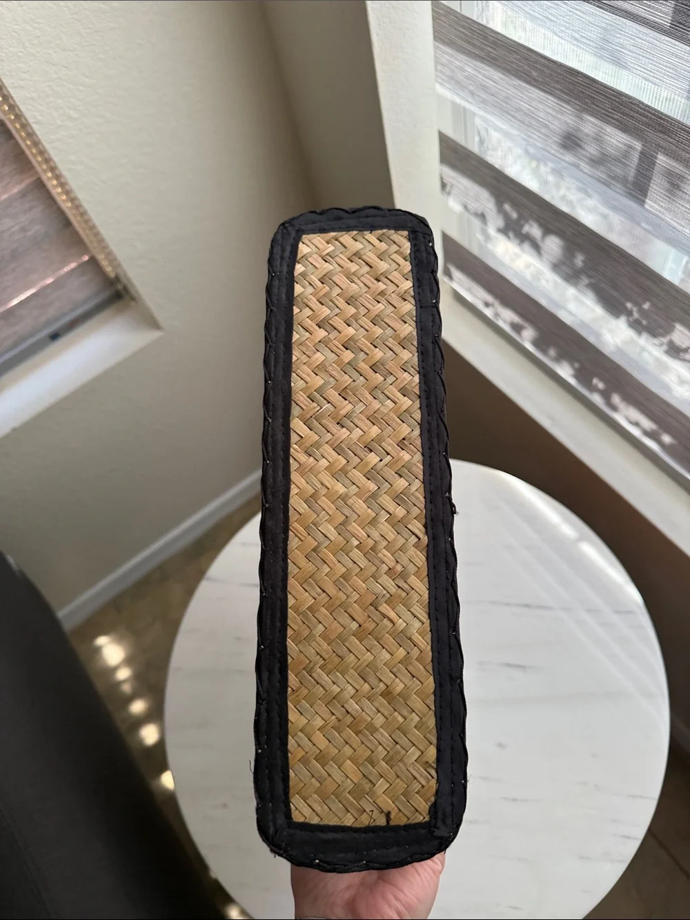 Woven Straw Circle-Handle Tote Bag in Natural